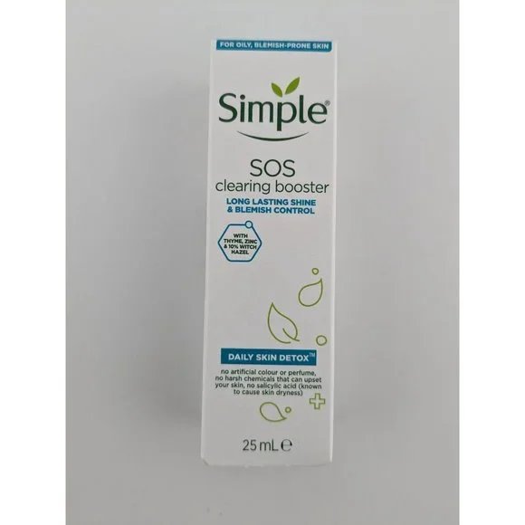 4 x Simple SOS Clearing Booster Long Lasting Shine & Blemish Control 25ml NEW - Picture 3 of 7